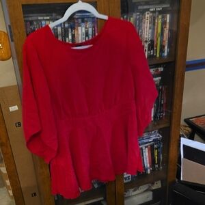 SHEIN Red Boxy Blouse Relaxed Fit